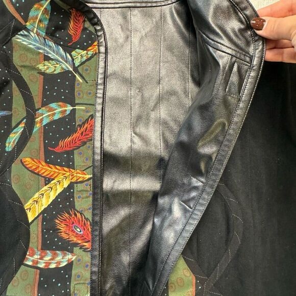 Vintage KOOS Of Course Vinyl Quilted Reversible Jacket Sz 1X - Picture 5 of 11